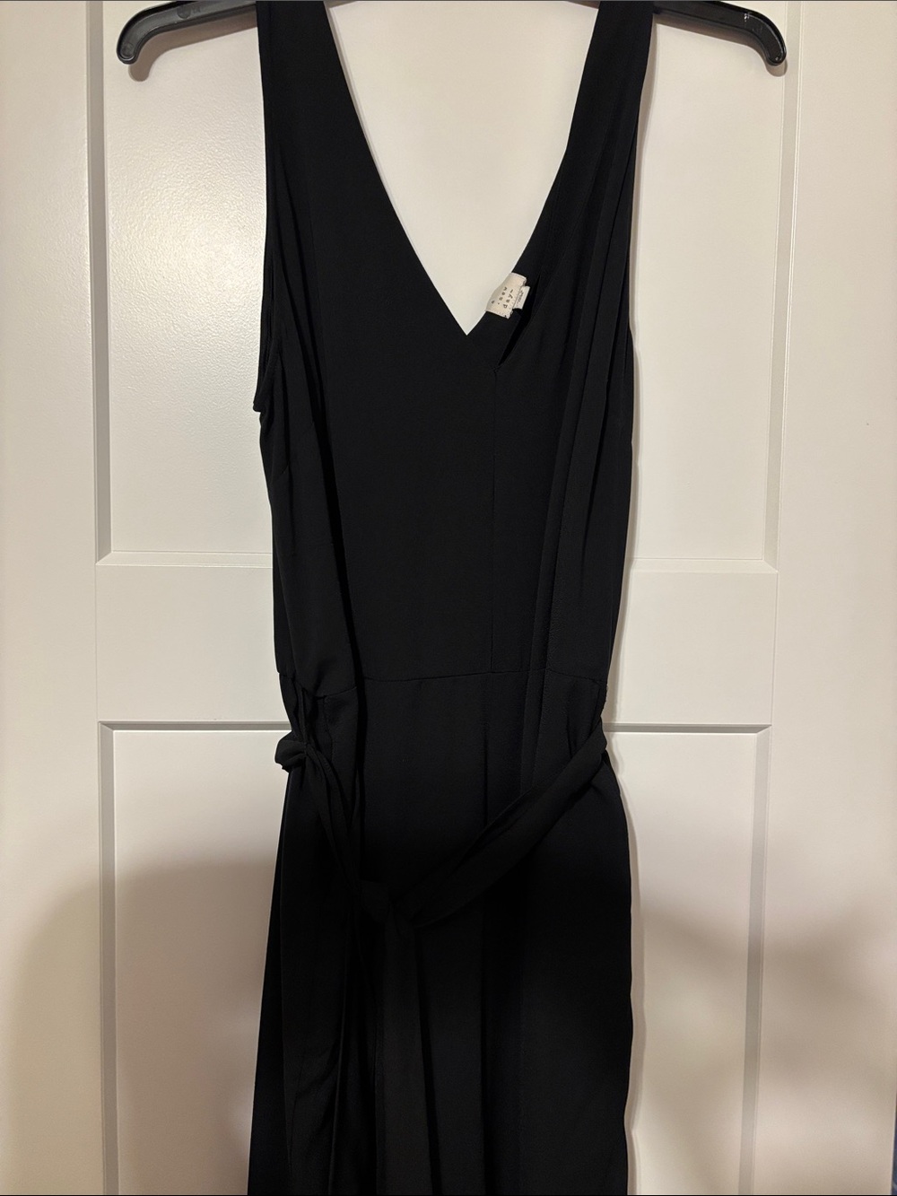 a new day Black V-Neck Sleeveless Jumpsuit with Waist Tie